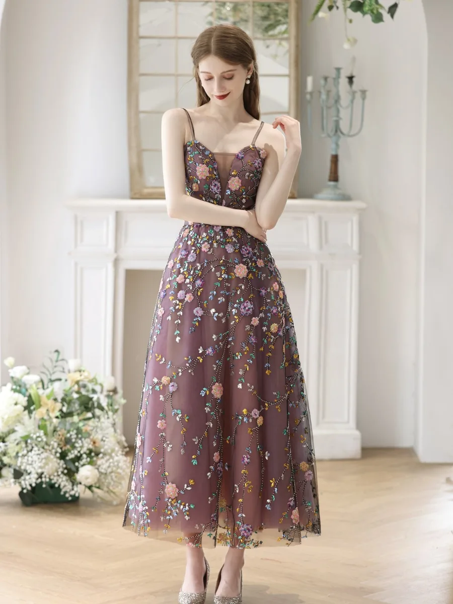 Chic Beautiful Grape Rhinestone Sequins Homecoming Graduation Dresses Prom Dresses 2023