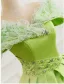 Élégant Vert Perlage Robe De Bal 2025 Robe Boule De l'épaule Manches Courtes Train De Balayage Robe De Ceremonie