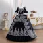 Vintage / Retro Black Lace Flower Prom Dresses 2026 Ball Gown Square Neckline Bell sleeves Backless Floor-Length / Long Formal Dresses