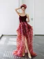 Fashion Burgundy Handmade  Appliques Sequins Prom Dresses Cocktail Dresses 2024 A-Line / Princess Strapless Sleeveless Backless Sweep Train Cocktail Party Formal Dresses