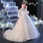 Charming Ivory Prom Flower Girl Dresses 2022 Ball Gown High Neck 1/2 Sleeves Beading Pearl Sequins Floor-Length / Long Flower Girl Dresses