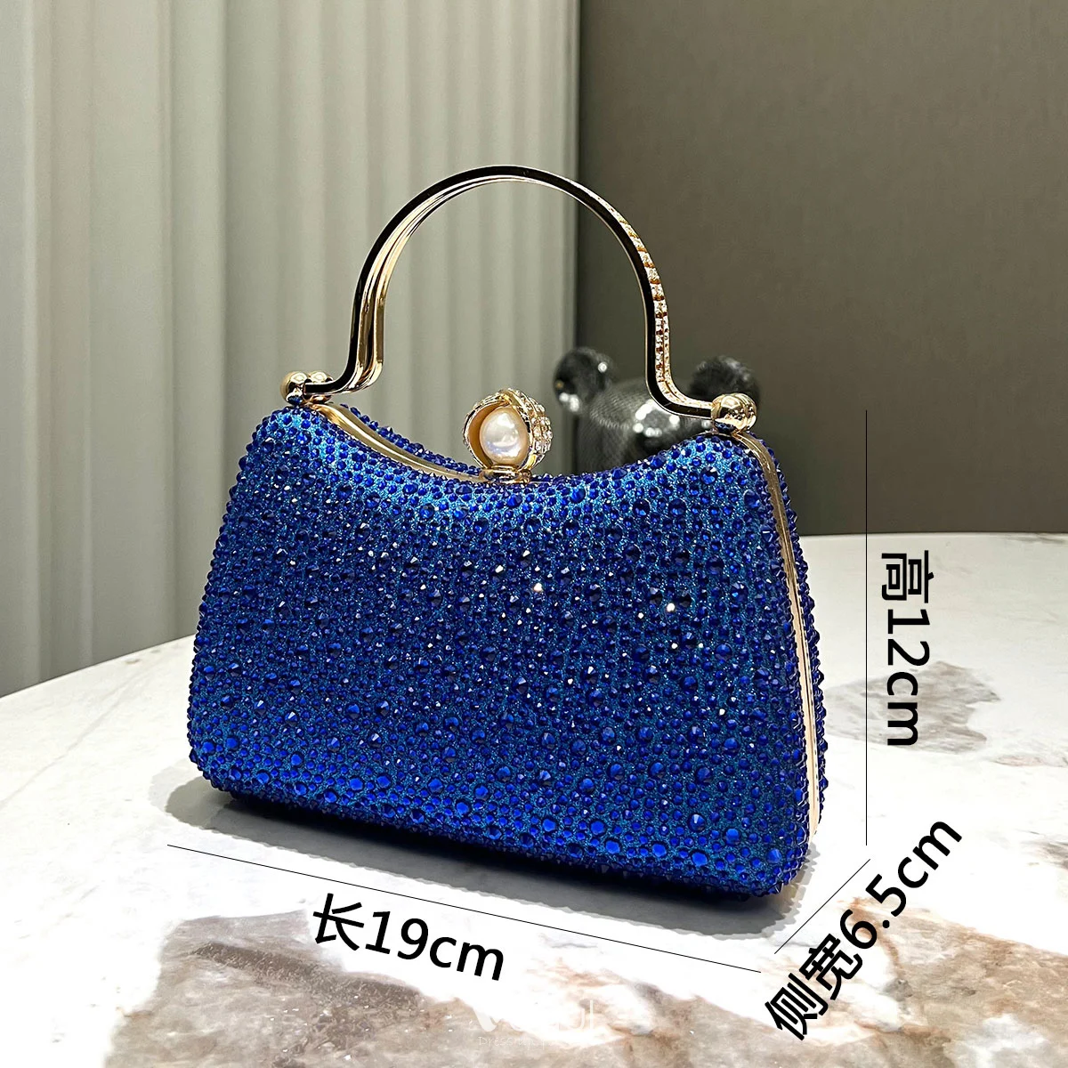 Vintage Originale Bleu Roi Faux Diamant Promo Pochette Sac a main 2024