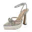Transparent Beige Abend Sandalen Damen 2022 Strass Schleife Knöchelriemen 11 cm Stilettos Spitzschuh Sandaletten Hochhackige