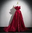 Chic / Beautiful Burgundy Sweep Train Prom Dresses 2025 Ball Gown Off-The-Shoulder Short Sleeve Backless Formal Dresses