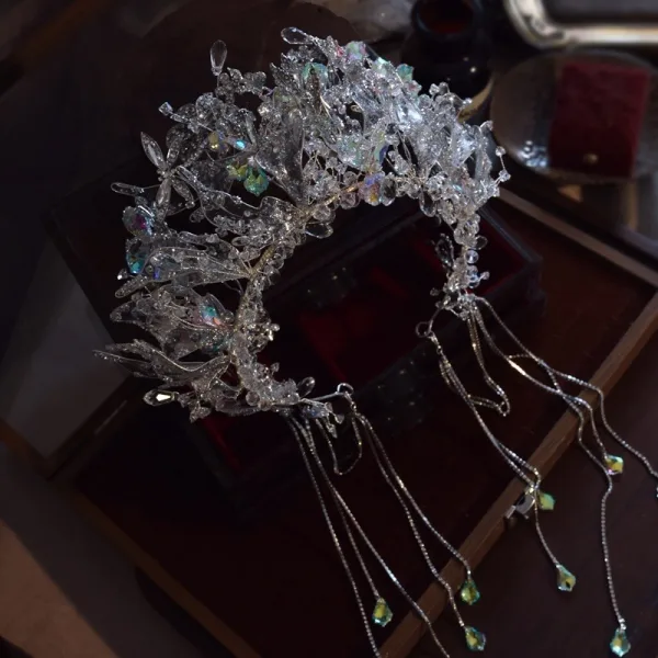 Charmant Argenté Fait main Cristal Tiare Mariage Accessoire Cheveux Mariage 2025