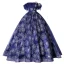 Vintage / Retro Navy Blue Prom Dresses 2022 Ball Gown Off-The-Shoulder Short Sleeve Backless Rhinestone Floor-Length / Long Prom Formal Dresses