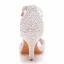 Chic / Beautiful White Pearl Wedding Shoes 2023 Ankle Strap 7 cm Stiletto Heels Open / Peep Toe Wedding Sandals High Heels