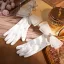 Vintage / Retro Ivory Pearl Bow Satin Bridal Gloves 2026 Wedding