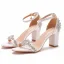 Charmant Weiß Strass Brautschuhe 2022 Knöchelriemen 7 cm Stilettos Peeptoes Hochzeit Sandaletten Hochhackige