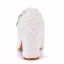 Elegant White Lace Flower Wedding Shoes 2022 Pearl 7 cm Thick Heels Round Toe Wedding Pumps High Heels