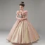 Sparkly Blushing Pink Glitter Sequins Birthday Flower Girl Dresses 2023 A-Line / Princess Ruffle Scoop Neck Short Sleeve Floor-Length / Long Flower Girl Dresses