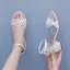 Élégant Blanche En Dentelle Fleur Chaussure De Mariée 2024 Mariage Bride Cheville 5 cm Talons Épais Peep Toes / Bout Ouvert Sandales Talons Hauts