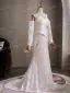 Élégant Blanche Perle En Dentelle Fleur Robe De Mariée 2026 Trompette / Sirène De l'épaule Manches Longues Dos Nu Train De Balayage
