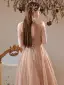 Charming Champagne Beading Tassel Pearl Rhinestone Evening Dresses 2022 A-Line / Princess Halter Sleeveless Backless Floor-Length / Long Evening Party Formal Dresses