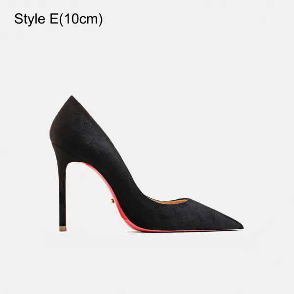 Fashion Black Suede Evening Party Pumps 2023 12 cm Stiletto Heels Pointed Toe Pumps High Heels