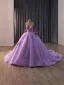 High-end Purple Håndlaget Beading Perle Rhinestone Paljetter Ballkjoler 2026 Ballkjole Kjæreste Uten Ermer Ryggløse Chapel Train Formelle Kjoler