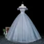 Elegante Himmelblau Applikationen Lange Ballkleider 2026 Ballkleid Off Shoulder Kurze Ärmel Rückenfreies Festliche Kleider