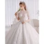 Fabulous White Beading Sequins Pearl Wedding Dresses 2022 Ball Gown High Neck Puffy Short Sleeve Backless Royal Train Wedding