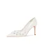 Elegant Ivory Leather Beading Rhinestone Wedding Shoes 2022 8 cm Stiletto Heels Pointed Toe Wedding Pumps High Heels