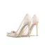 Charming Nude Pearl Rhinestone Lace Wedding Shoes 2024 10 cm Stiletto Heels Pointed Toe Wedding Pumps High Heels