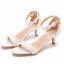 Sexy White Pearl Lace Flower Wedding Shoes 2023 Ankle Strap 5 cm Stiletto Heels Open / Peep Toe Wedding Sandals High Heels