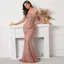 Scintillantes Charmant Rougissant Rose Perlage Paillettes Robe De Soirée 2022 Trompette / Sirène De l'épaule Sans Manches Dos Nu Train De Balayage Robe De Ceremonie
