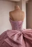 Luxe Bling Bling Rose Sombre Glitter Perlage Paillettes Robe De Bal 2026 Robe Boule Bustier Sans Manches Dos Nu Noeud Tribunal Train Robe De Ceremonie