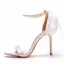 Élégant Blanche Perle Bride Cheville Noeud Soirée Sandales Femme 2023 10 cm Talons Aiguilles Talons Hauts Peep Toes / Bout Ouvert Sandales