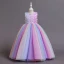 Chic / Beautiful Blushing Pink Butterfly Appliques Rainbow Birthday Flower Girl Dresses 2024 Ball Gown Scoop Neck Sleeveless Bow Sash Floor-Length / Long