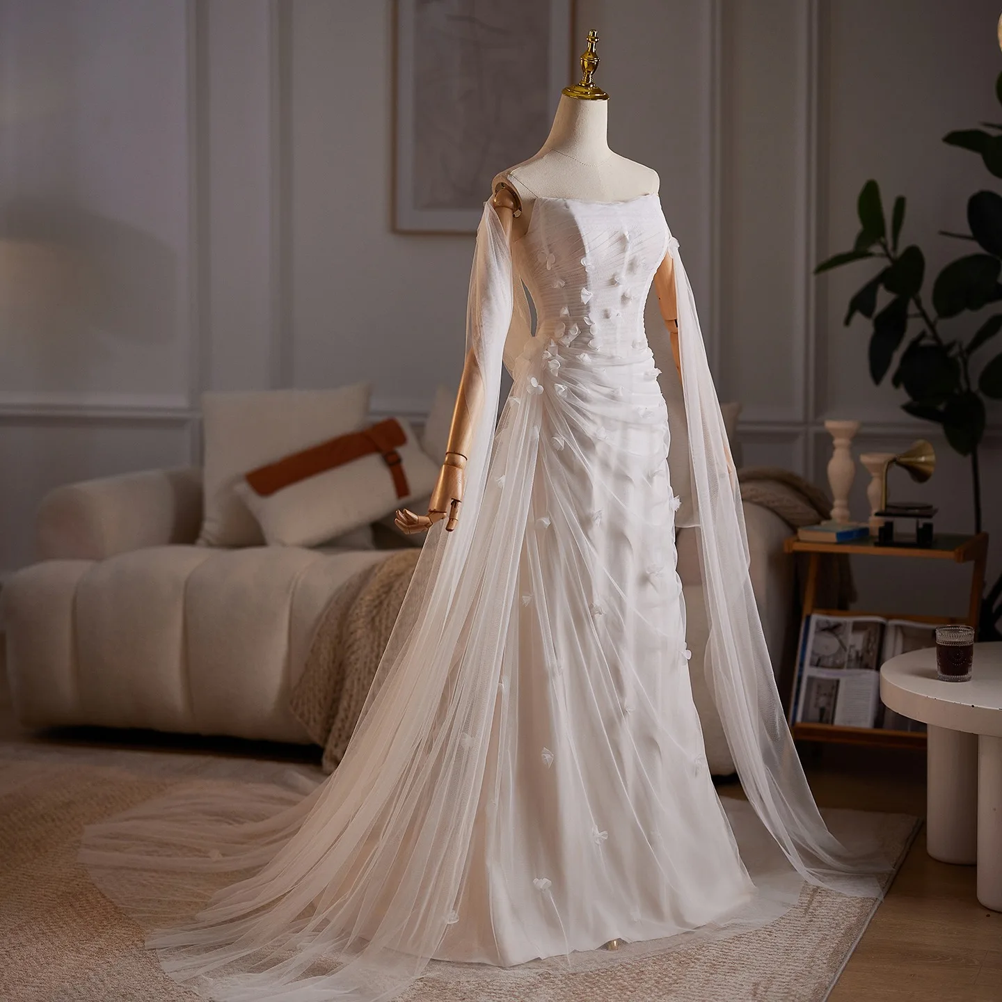 Modest / Simple White Appliques Light Wedding Dresses 2025 Trumpet ...