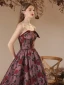 Chic / Beautiful Burgundy Rose Prom Dresses 2023 A-Line / Princess Strapless Sleeveless Backless Floor-Length / Long Prom Formal Dresses