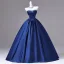 Vintage / Originale Bleu Roi Faux Diamant Robe De Bal 2026 Robe Boule Bustier Sans Manches Dos Nu Longue Robe De Ceremonie