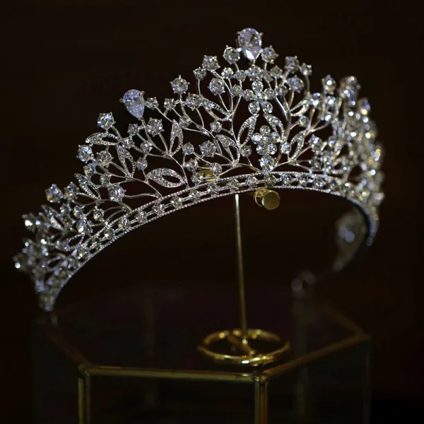 Mode Argenté Faux Diamant Mariage Zircon Accessoire Cheveux Mariage 2022 Alliage Tiare