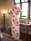 Vintage / Retro Chinese style Blushing Pink Printing Evening Party Cheongsam 2025 Trumpet / Mermaid High Neck Short Sleeve Floor-Length / Long