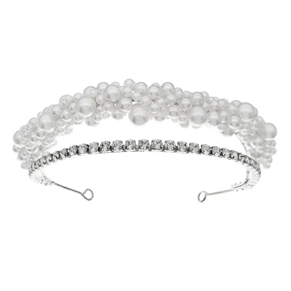 Vintage Sølv Perle Rhinestone Legering Har Tilbehor Hårbøyle 2023 Bryllup