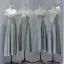 Modest / Simple Grey Satin Bridesmaid Dresses 2022 A-Line / Princess Spaghetti Straps Short Sleeve Pearl Sash Backless Tea-length Bridesmaid Dresses
