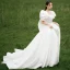 Vintage / Retro White Satin Prom Dresses 2022 A-Line / Princess Square Neckline Puffy Short Sleeve Backless Court Train Prom Formal Dresses