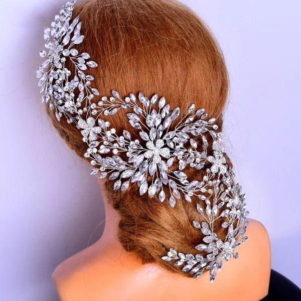Sjarmerende Sparkly Sølv Håndlaget Rhinestone Bryllup Har Tilbehor 2023
