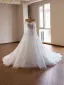Luxus / Herrlich Weiß Handgefertigt Pailletten Spitze Blumen Brautkleider / Hochzeitskleider 2026 Ballkleid Off Shoulder Lange Ärmel Rückenfreies Kapelle-Schleppe