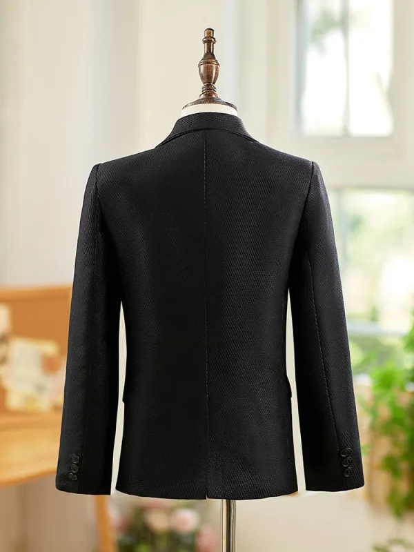 Black Winter Fall Long Sleeve 6-piece Boys Wedding Suits 2025 Body Jewellery Coat Pants Shirt Tie Vest