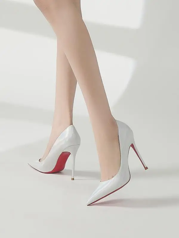 Unieke Blozen Roze Avond Leer Pumps 2025 10 cm Naaldhakken / Stiletto Spitse Neus Pumps Hoge Hakken