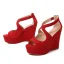Schöne Rosa Sommer Freizeit Sandalen Damen 2022 Knöchelriemen 12 cm Keilabsatz Peeptoes Sandaletten