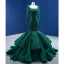 Haut de Gamme Vert Foncé Perlage Perle Paillettes En Dentelle Fleur Robe De Soirée 2022 Satin Trompette / Sirène Encolure Carrée Manches Courtes Dos Nu Longue Robe De Ceremonie