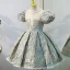 Fashion Sky Blue Star Sequins Birthday Flower Girl Dresses 2022 A-Line / Princess Scoop Neck Pearl Puffy Short Sleeve Floor-Length / Long Flower Girl Dresses