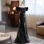 Sparkly Black Sequins Evening Dresses 2024 Trumpet / Mermaid Off-The-Shoulder Puffy Short Sleeve Backless Floor-Length / Long Evening Party Formal Dresses