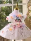 Flower Fairy Multi-Colors Appliques Sequins White Birthday Short Flower Girl Dresses 2026 Ball Gown Scoop Neck Short Sleeve Backless