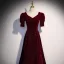 Vintage / Retro Burgundy Sequins Velvet Prom Dresses 2023 A-Line / Princess Square Neckline Short Sleeve Backless Floor-Length / Long Formal Dresses