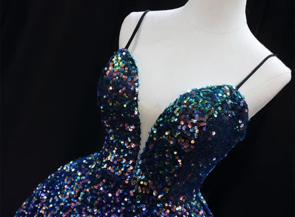 Sparkly Multi-Colors Sequins Party Dresses Cocktail Dresses 2024 Ball Gown Spaghetti Straps Sleeveless Backless Knee-Length Cocktail Party