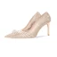 Charmant Gold Perle Pailletten Brautschuhe 2022 Leder 8 cm Stilettos Spitzschuh Hochzeit Pumps Hochhackige