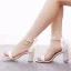 Charmant Blanche Perle Bride Cheville Noeud Sandales Femme 2023 7 cm Talons Épais À Bout Pointu Chaussure De Mariée